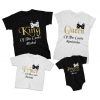 Zestaw koszulek rodzinnych King Queen of the castle dla taty, mamy, syna, córki na prezent